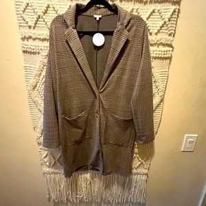 Women’s brown and tan plaid blazer size medium.